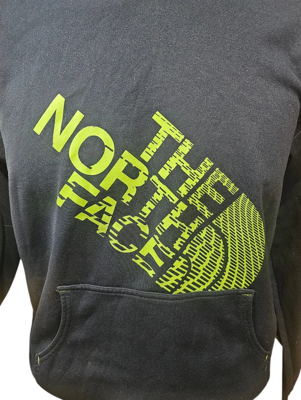 The North Face Hoodie Mens Medium Blue Green Logo‎ Pullover Sweatshirt